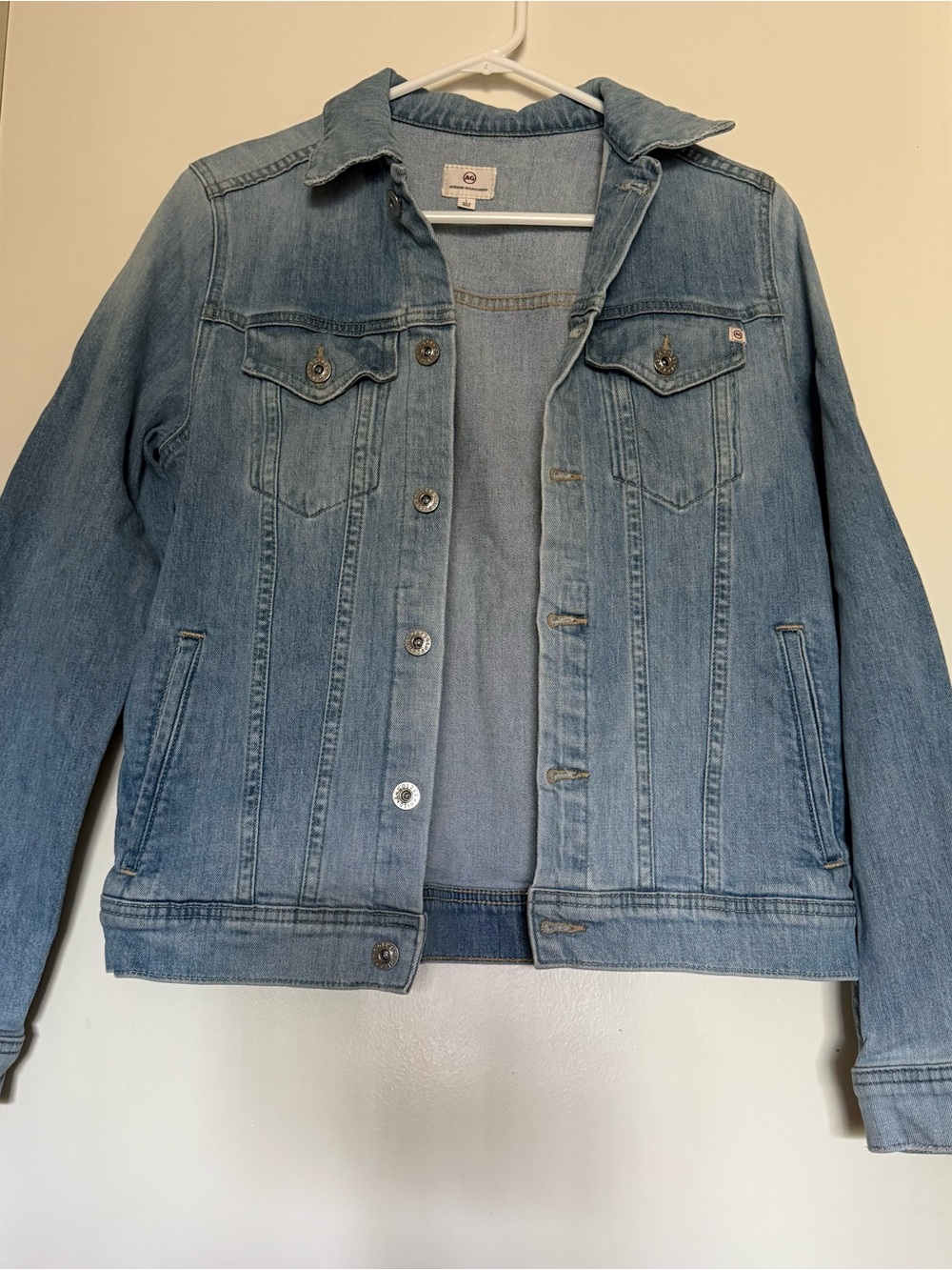 AG Adriano Goldschmied | Americana cotton light wash blue button down jacket